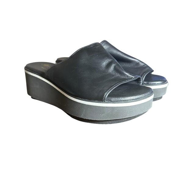 Robert Clergerie Black Leather Platform Slide Sandals Size 37.5 / US 7 - Picture 2 of 11